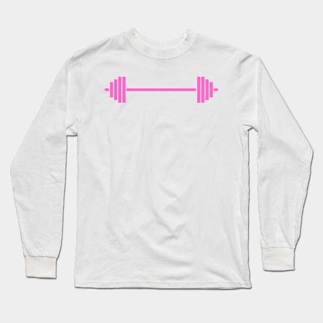 Pink Barbell Gym Girl Muscle Mommy Long Sleeve T-Shirt by dollartrillz
